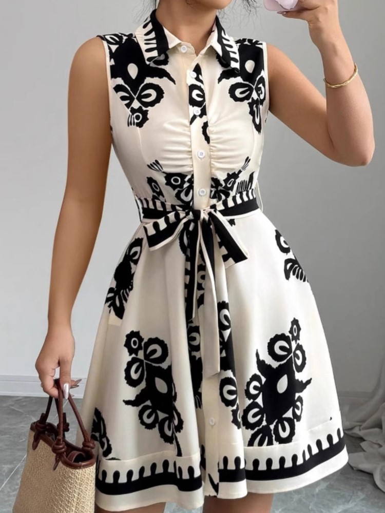 French Vintage Floral Midi Dress - فستان كاجوال صيفي جديد على الموضة
