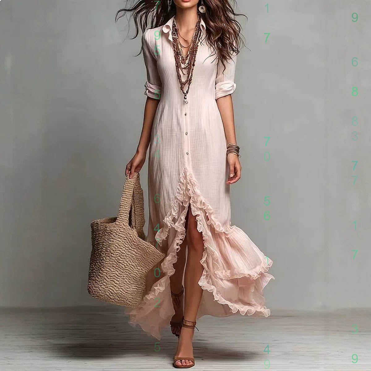 Casual Loose Linen Shirt Dress - فستان قطني كتان بظهر متقاطع وحافة