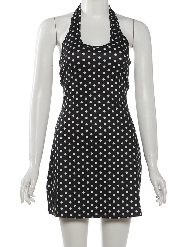 Y2K Backless Halter Mini Dress - فستان FDEY عصري مثير بظهر مكشوف