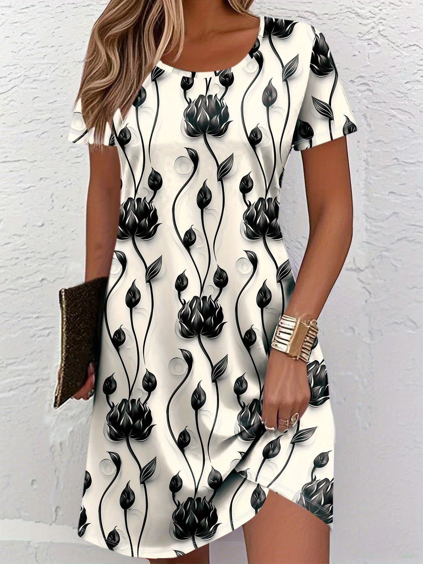 French Vintage Floral Midi Dress - فستان نسائي جديد نحيف للصيف بطباعة