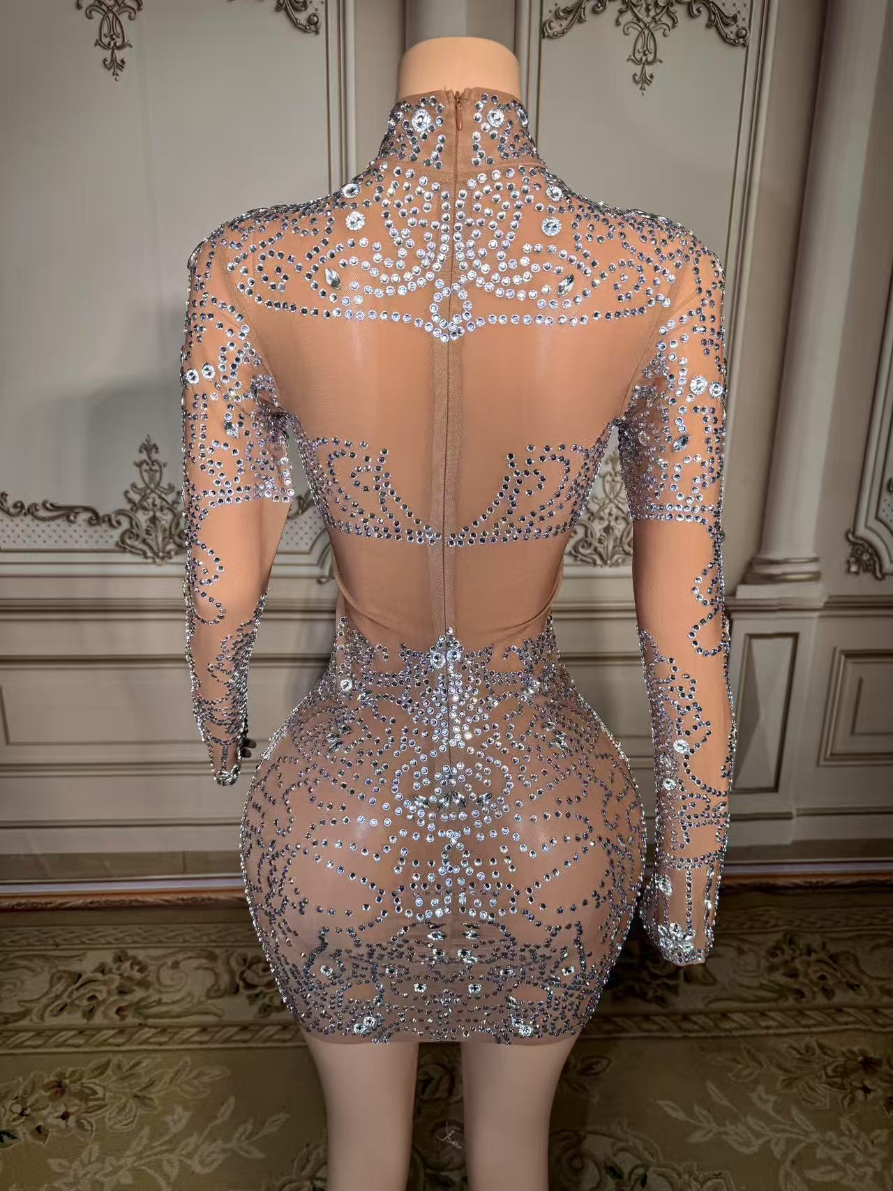 Sparkly Rhinestone Club Party Dress - ZD سباركلي حجر الراين فستان قصير