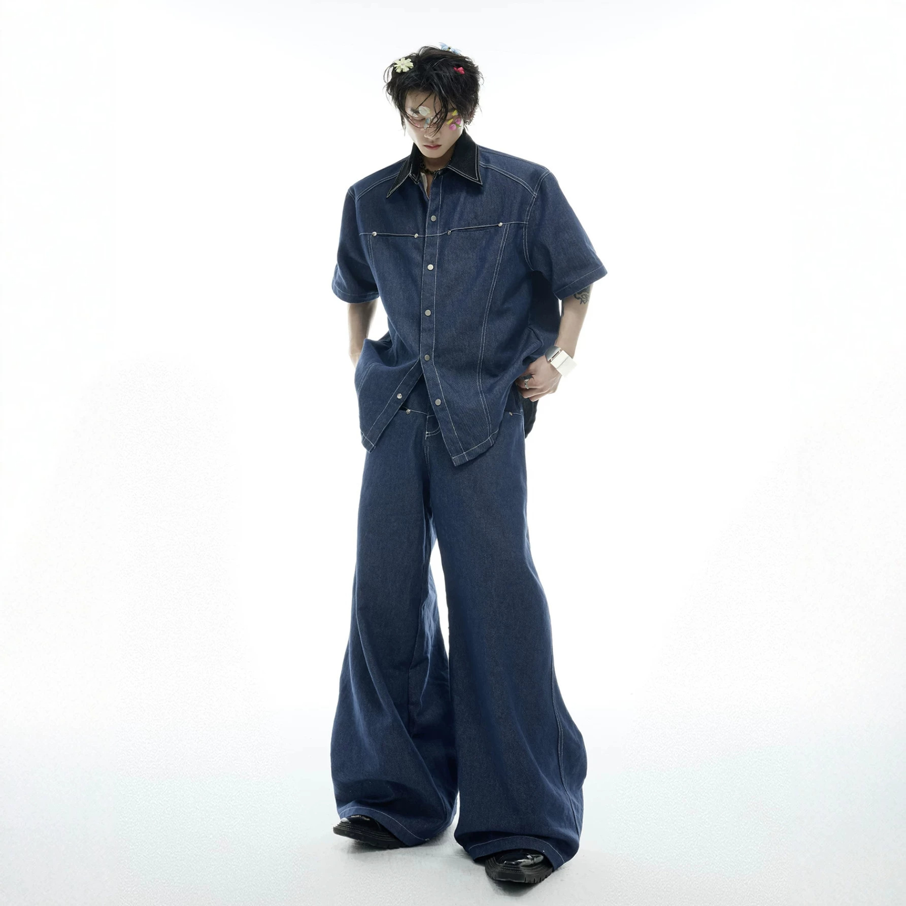 Jeans - طقم صيفي رجالي من الدنيم بتصميم