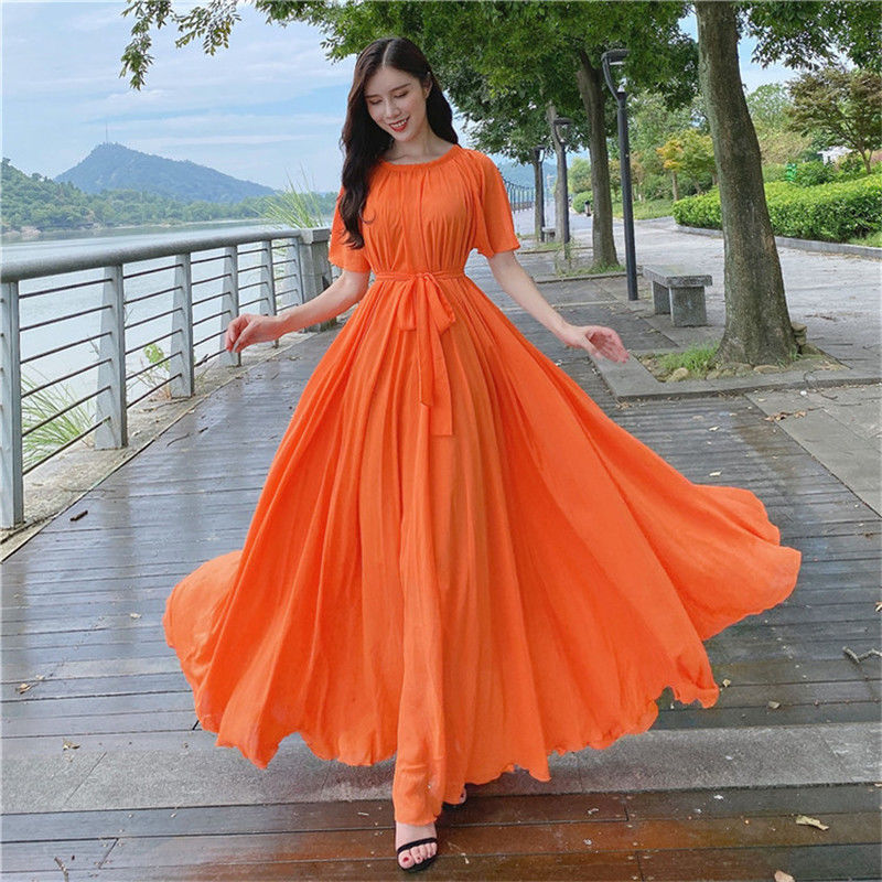 French Vintage Floral Midi Dress - فستان صيفي حريمي جديد 2023 فستان