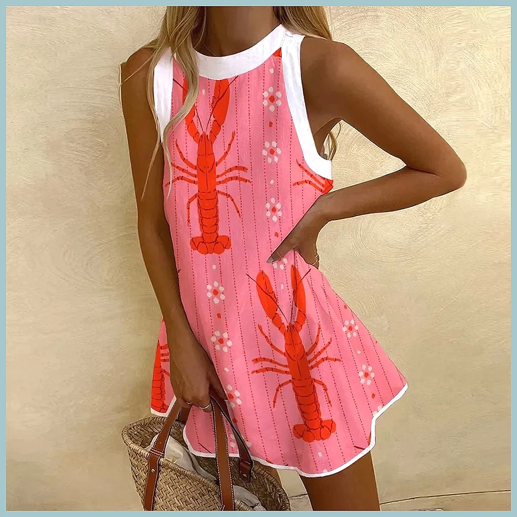 Dresses - فستان نسائي بدون أكمام بطبعة الأناناس