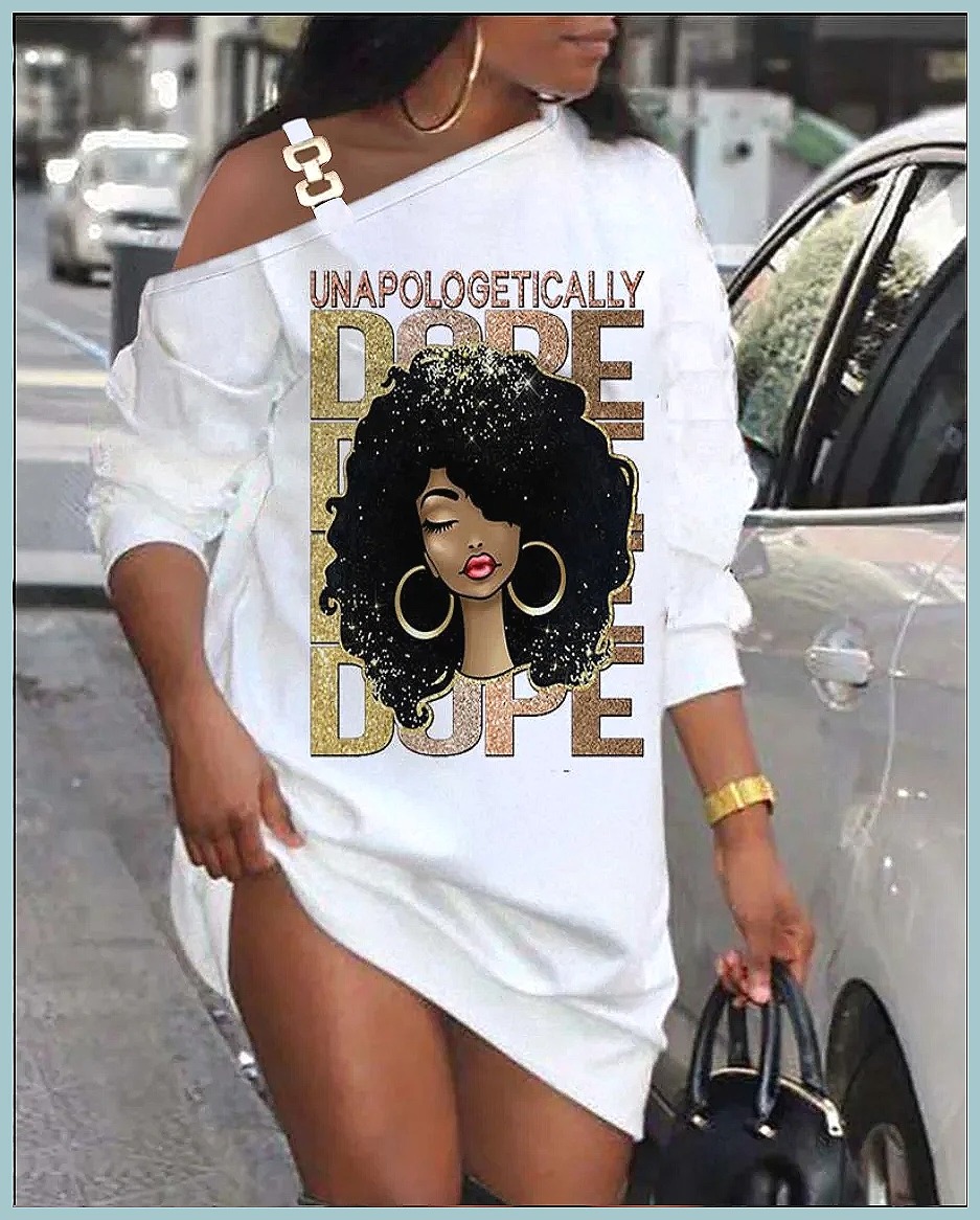 Dresses - فستان نسائي قصير مطبوع للخريف، فضفاض