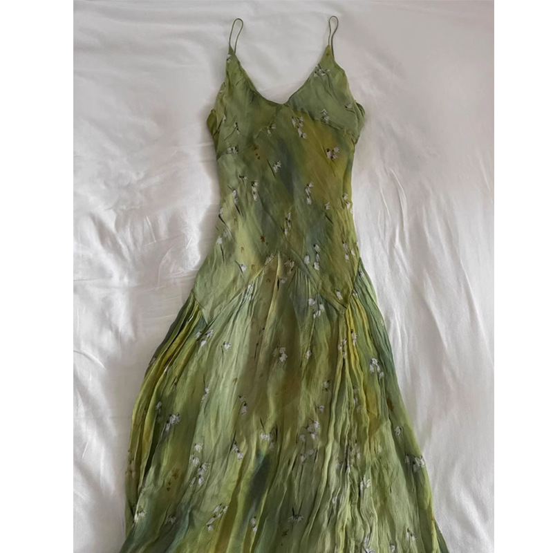 French Vintage Floral Midi Dress - فستان ميدي عتيق جديد لعام 2025