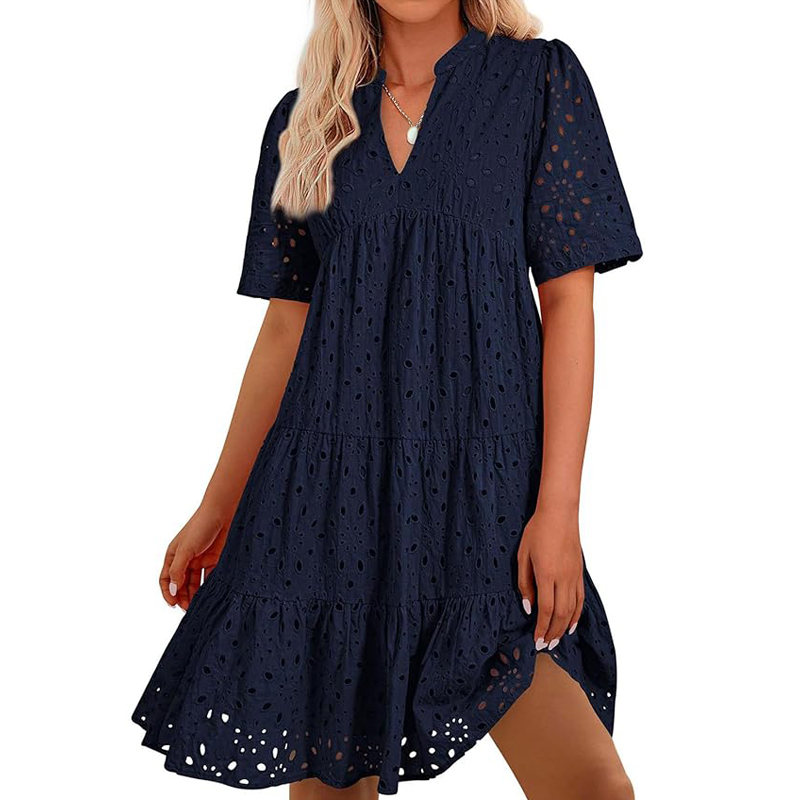 French Vintage Floral Midi Dress - فستان نسائي صيفي بوهيمي بياقة على