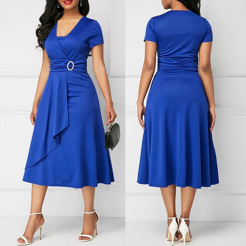 French Vintage Floral Midi Dress - فستان We.Fine للسيدات بلون سادة وأكمام