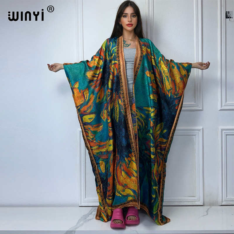Boho Summer Beach Maxi Dress - معطف مفتوح بطباعة بوهو عالي الجودة