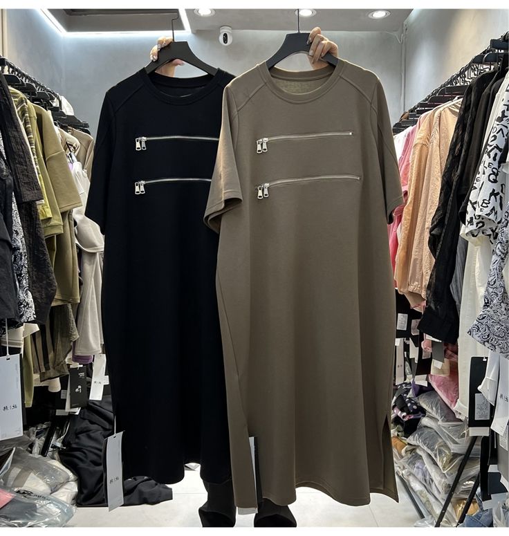 Korean Style A Line Shirt Dress - فستان نسائي فضفاض بأكمام قصيرة مقاس