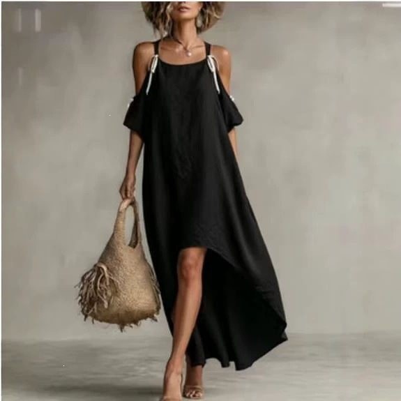 فستان صيفي نسائي بأكمام منفوخة - مراجعة Off Shoulder Puff Sleeve Sundress وسعره