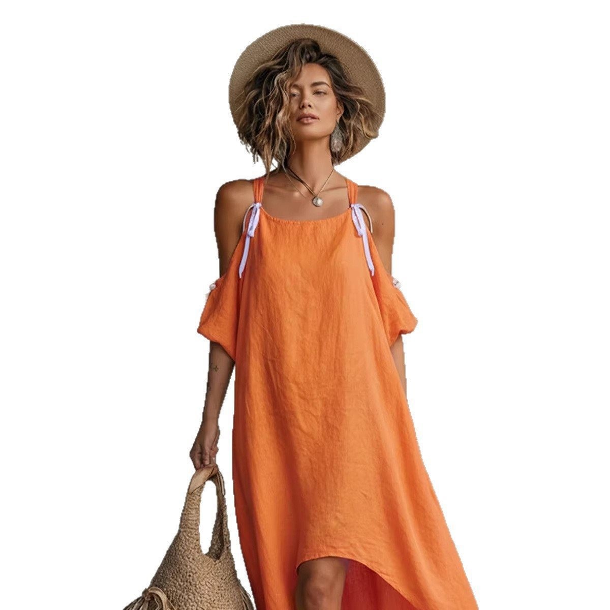 فستان صيفي نسائي بأكمام منفوخة - مراجعة Off Shoulder Puff Sleeve Sundress وسعره