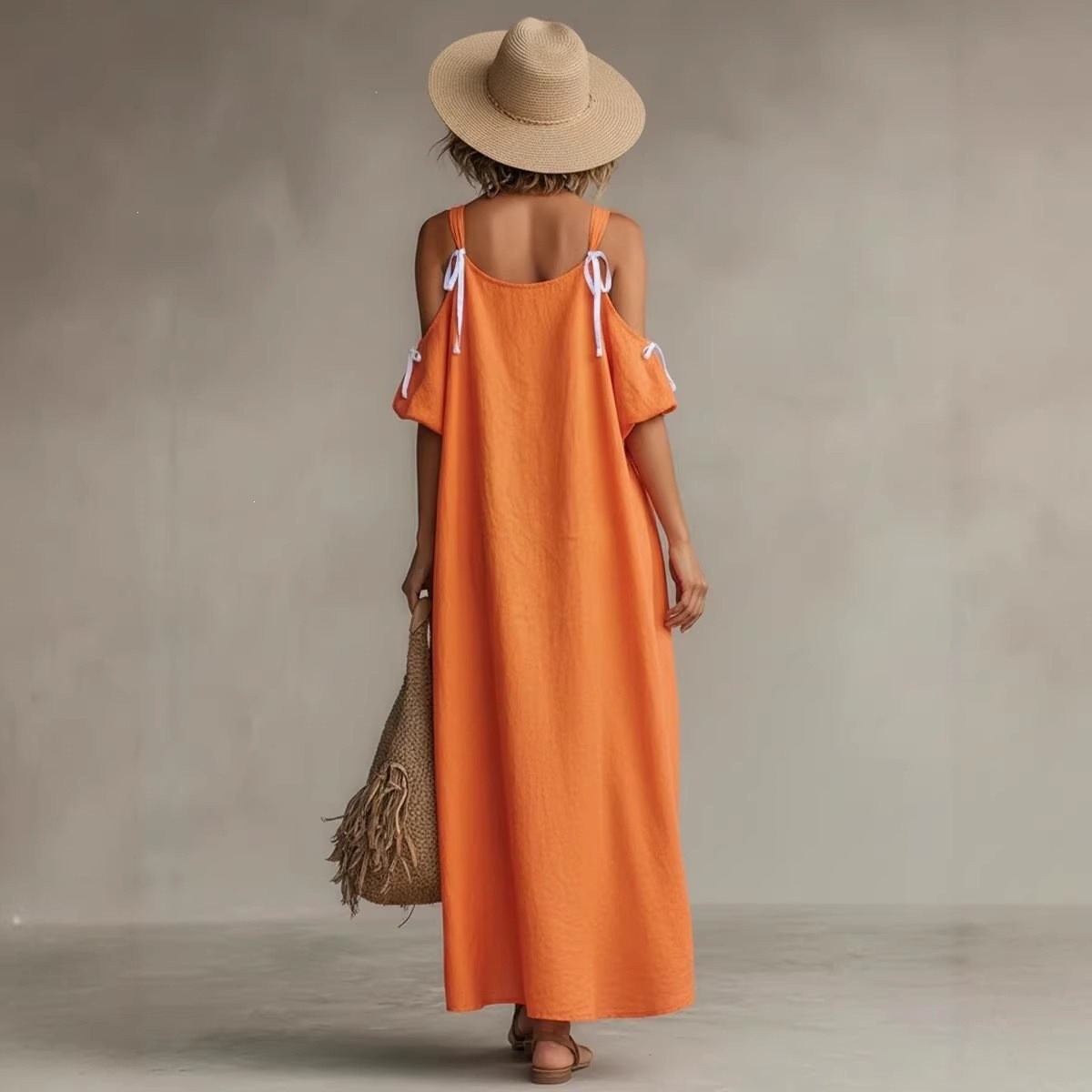 فستان صيفي نسائي بأكمام منفوخة - مراجعة Off Shoulder Puff Sleeve Sundress وسعره