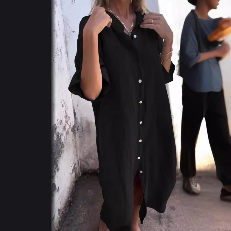 فستان قميص نسائي 2026 بتصميم O - مراجعة Casual Loose Linen Shirt Dress وسعره