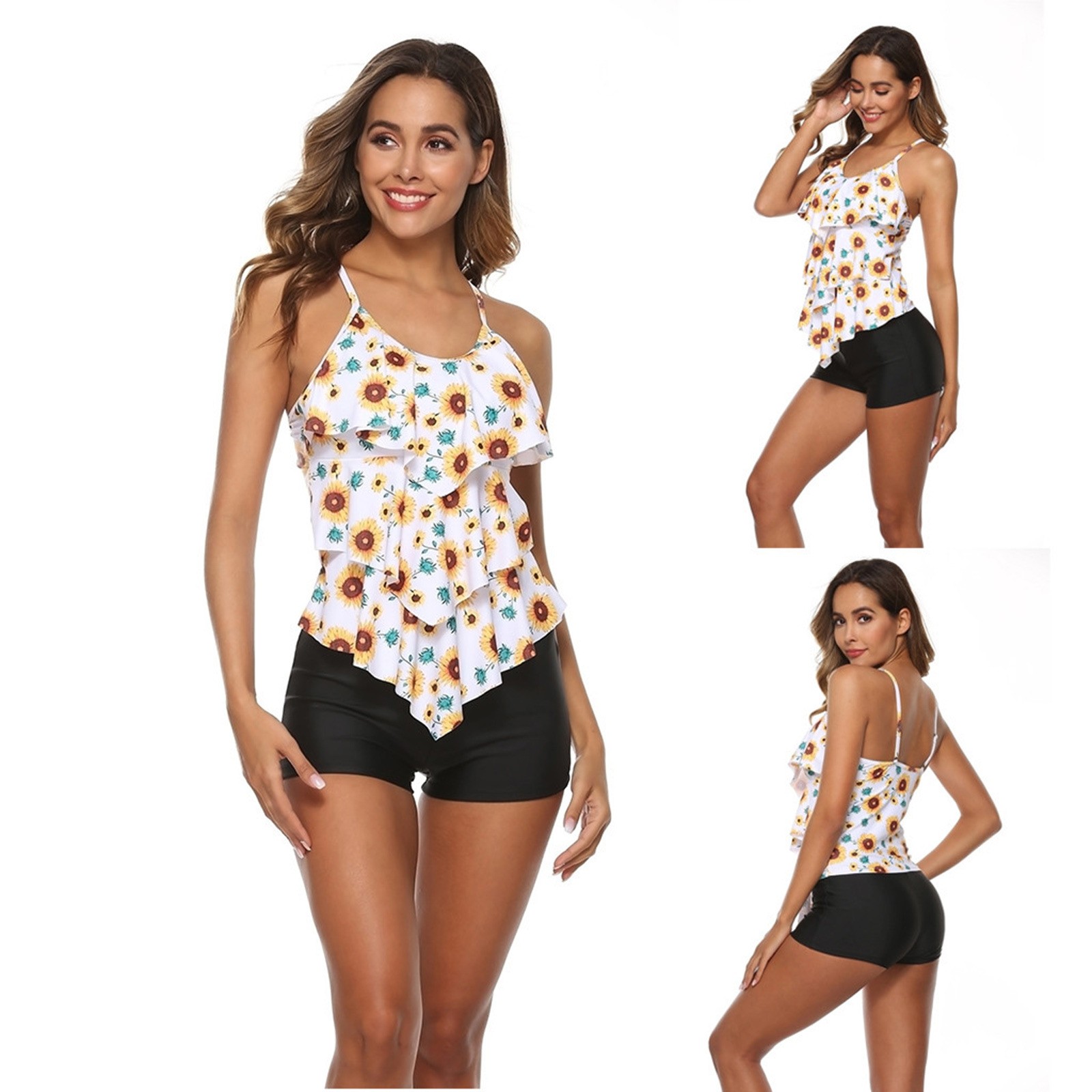 بيكيني نسائي بطبعة زهور مع شور - مراجعة Tops وسعره