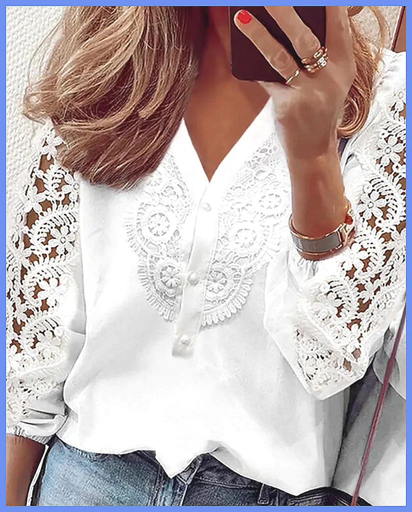 بلوزة أنيقة بيضاء بأكمام طويلة - مراجعة Blouses وسعره