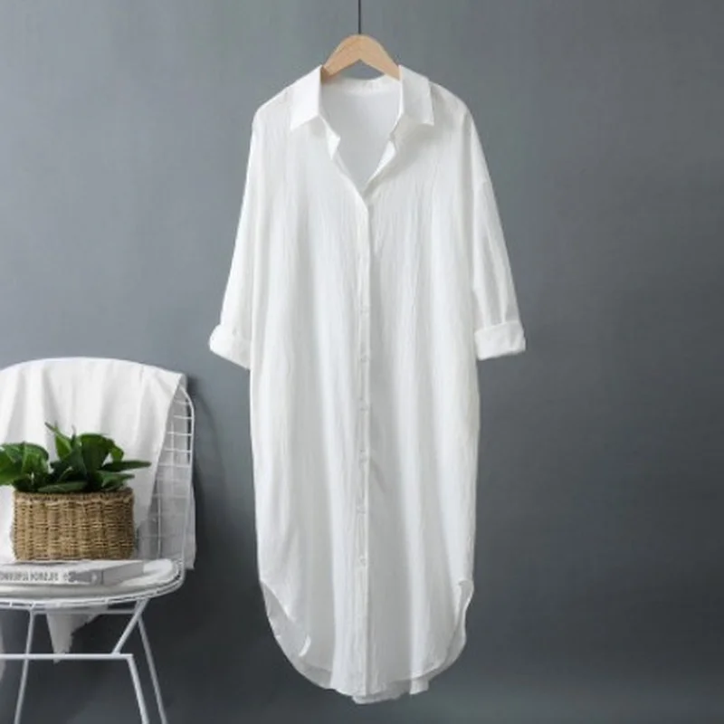 فساتين نسائية طويلة جديدة من ا - مراجعة Casual Loose Linen Shirt Dress وسعره