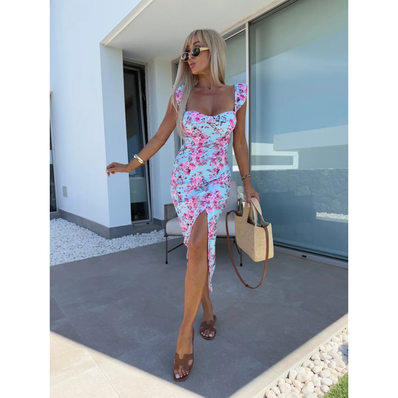فستان متوسط الطول مزين بالزهور - مراجعة French Vintage Floral Midi Dress وسعره