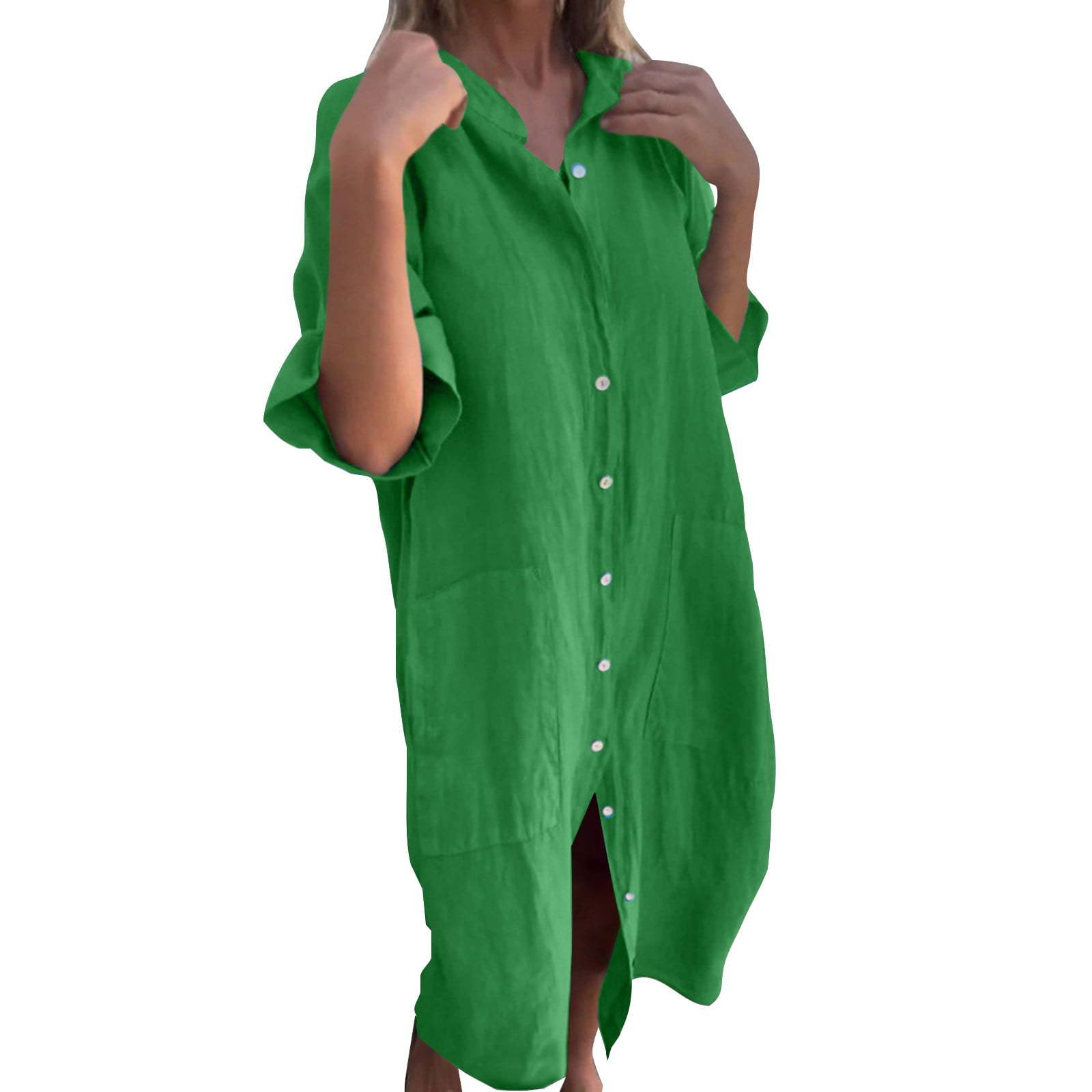 فستان قميص كتان فضفاض غير رسمي - مراجعة Casual Loose Linen Shirt Dress وسعره