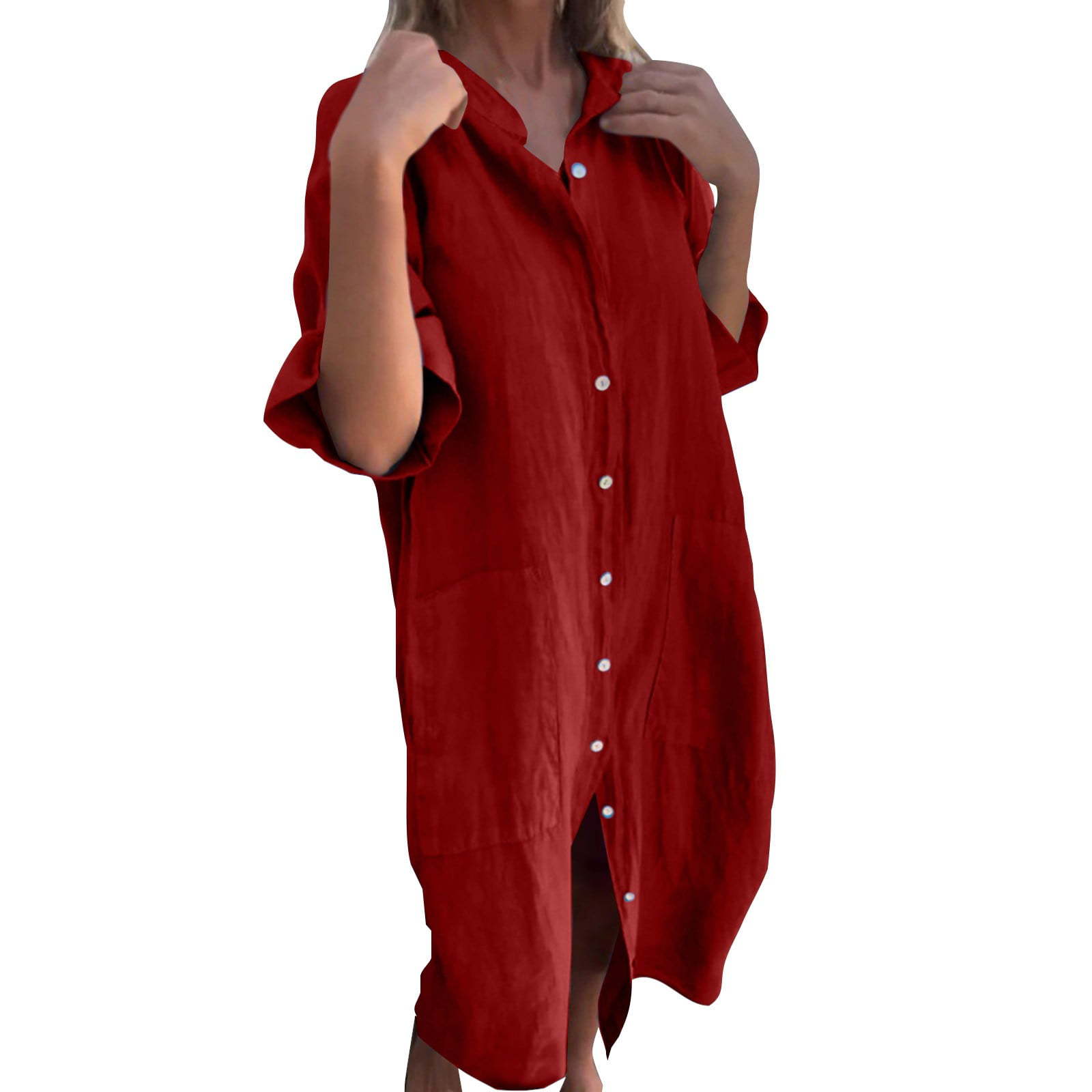 فستان قميص كتان فضفاض غير رسمي - مراجعة Casual Loose Linen Shirt Dress وسعره