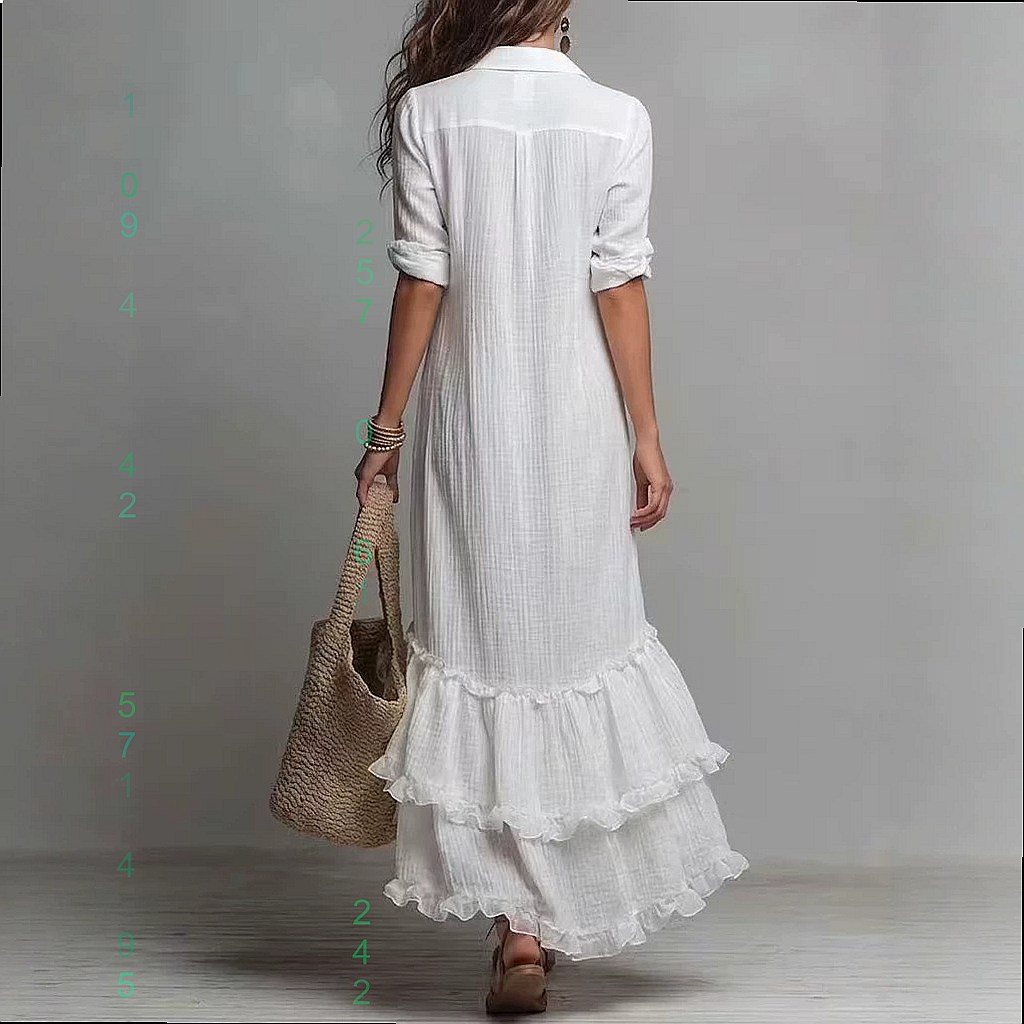 فستان قطني كتان بظهر متقاطع وح - مراجعة Casual Loose Linen Shirt Dress وسعره