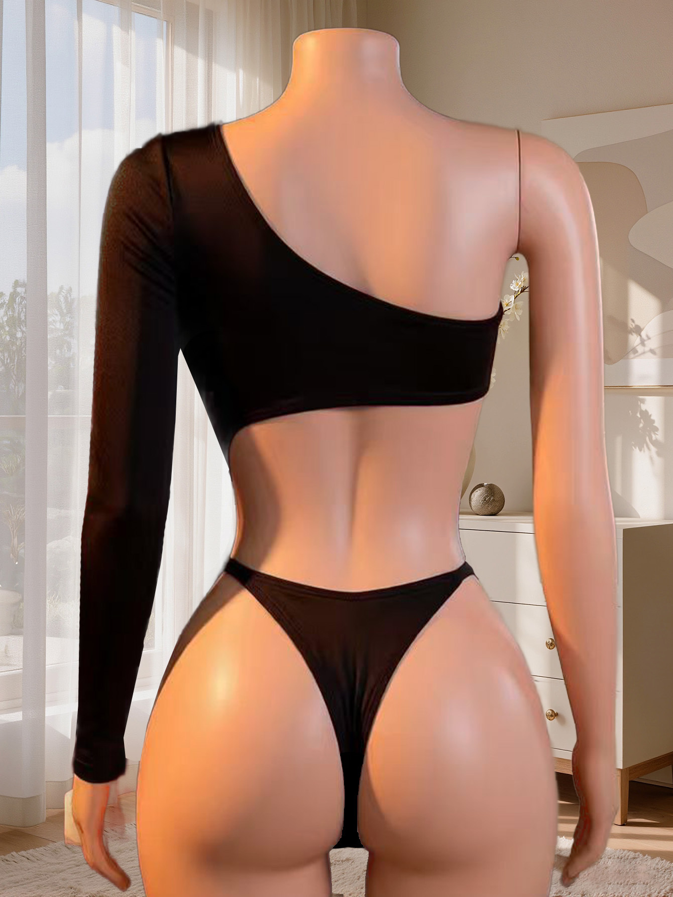 بودي سوت نسائي بكتف واحد وأكما - مراجعة Lingerie وسعره