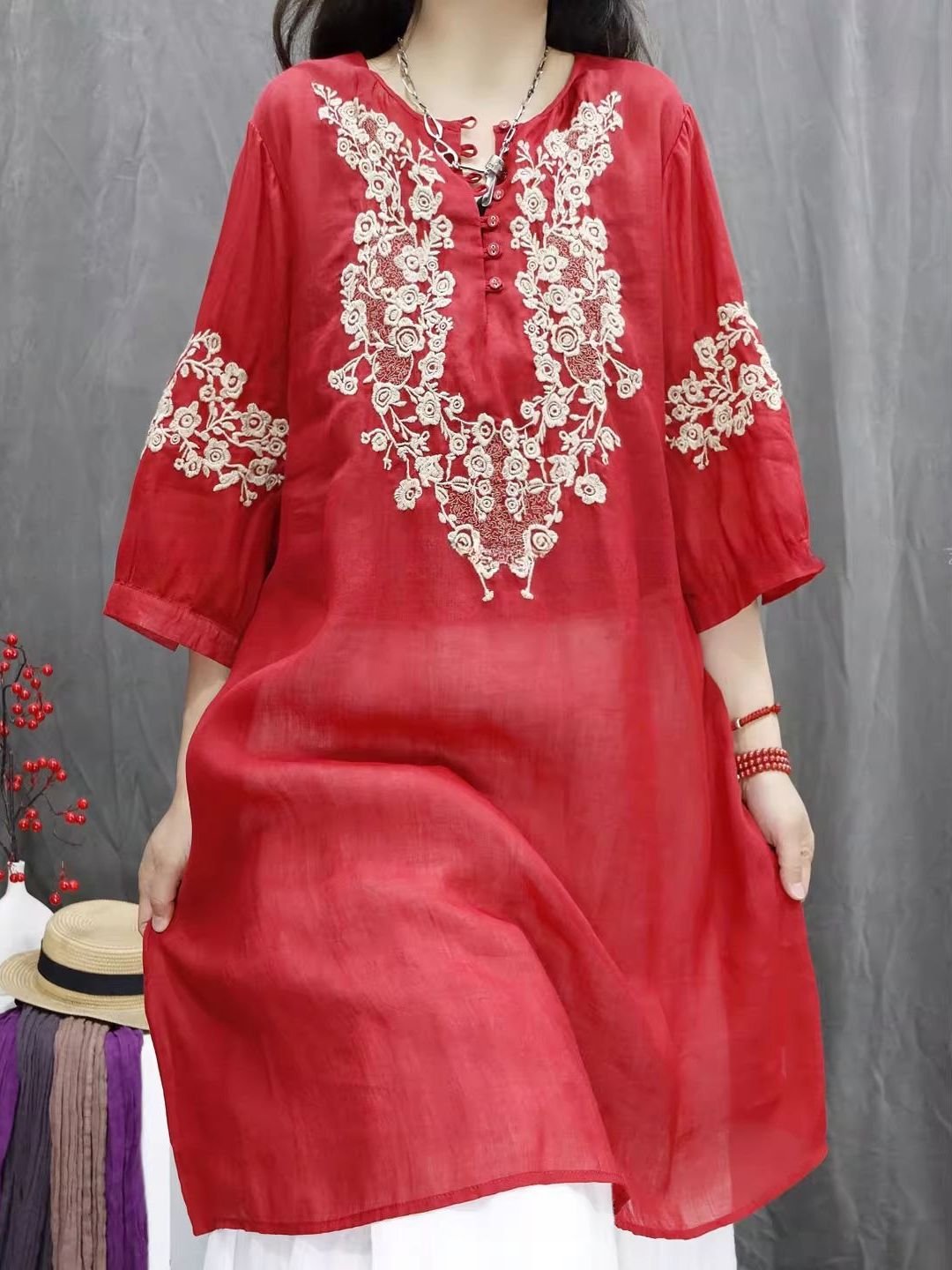 فستان قميص نسائي عصري من القطن - مراجعة Casual Loose Linen Shirt Dress وسعره