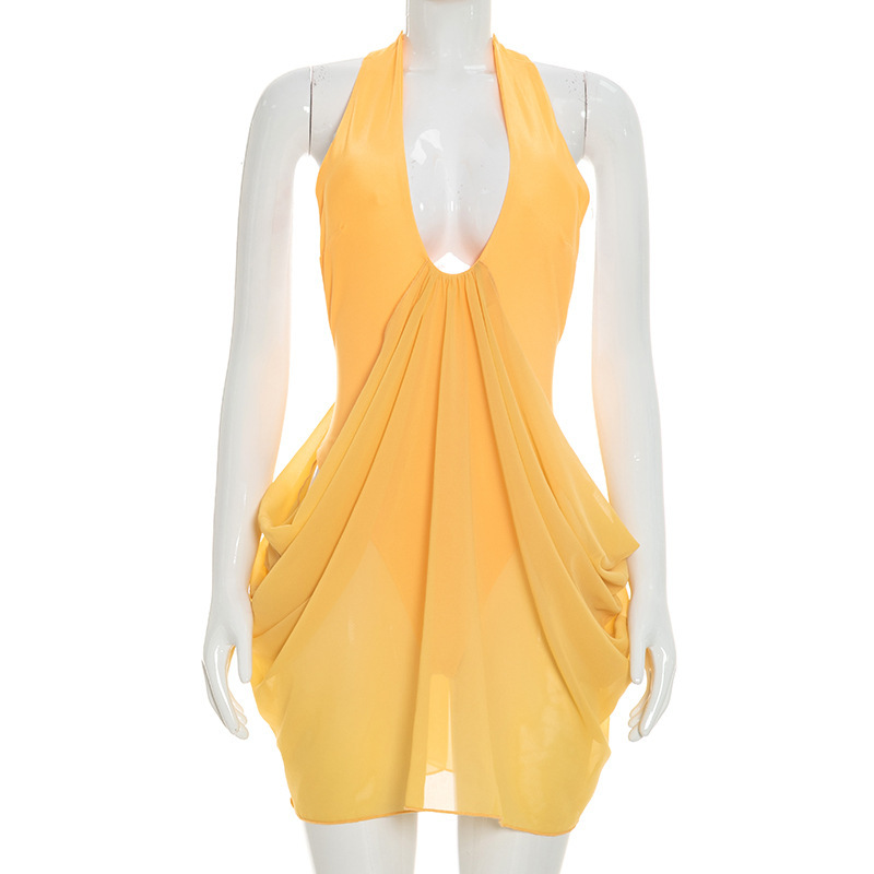 فستان ميني مثير مجوف للنساء، ت - مراجعة Y2K Backless Halter Mini Dress وسعره