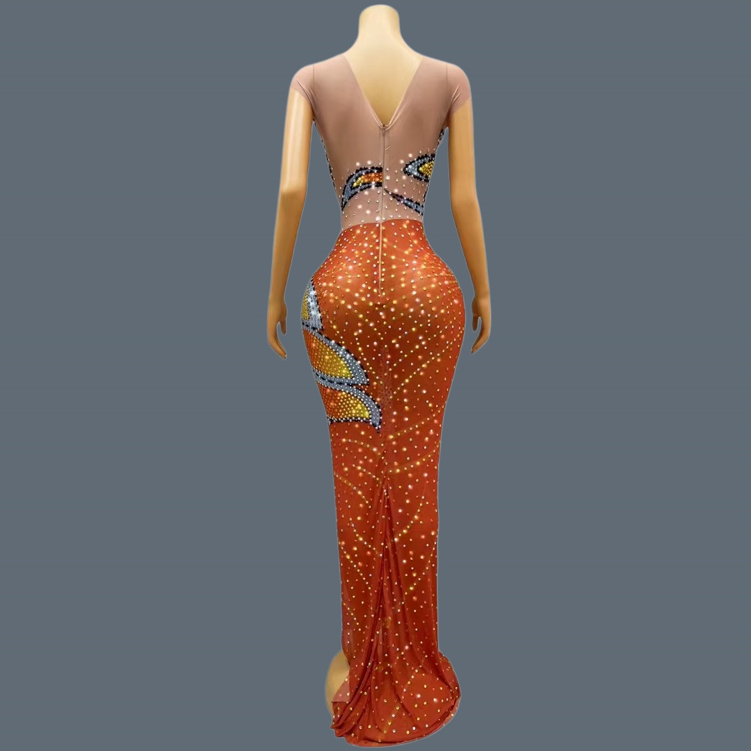 فستان ماكسي نسائي بدون أكمام م - مراجعة Sparkly Rhinestone Club Party Dress وسعره