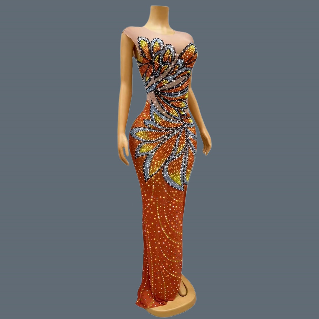فستان ماكسي نسائي بدون أكمام م - مراجعة Sparkly Rhinestone Club Party Dress وسعره