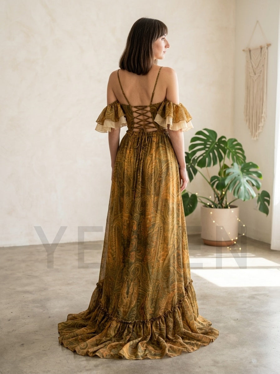 طقم فستان ماكسي مطبوع بوهو من  - مراجعة Boho Summer Beach Maxi Dress وسعره