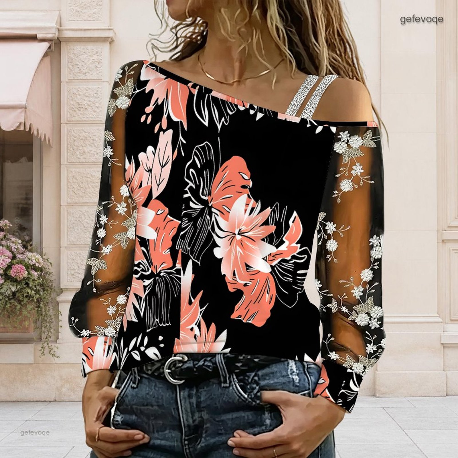 بلوزة نسائية مكشوفة الكتفين، ت - مراجعة Blouses وسعره