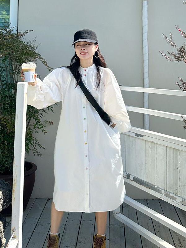 فستان قميص نسائي طويل الأكمام  - مراجعة Korean Style A Line Shirt Dress وسعره