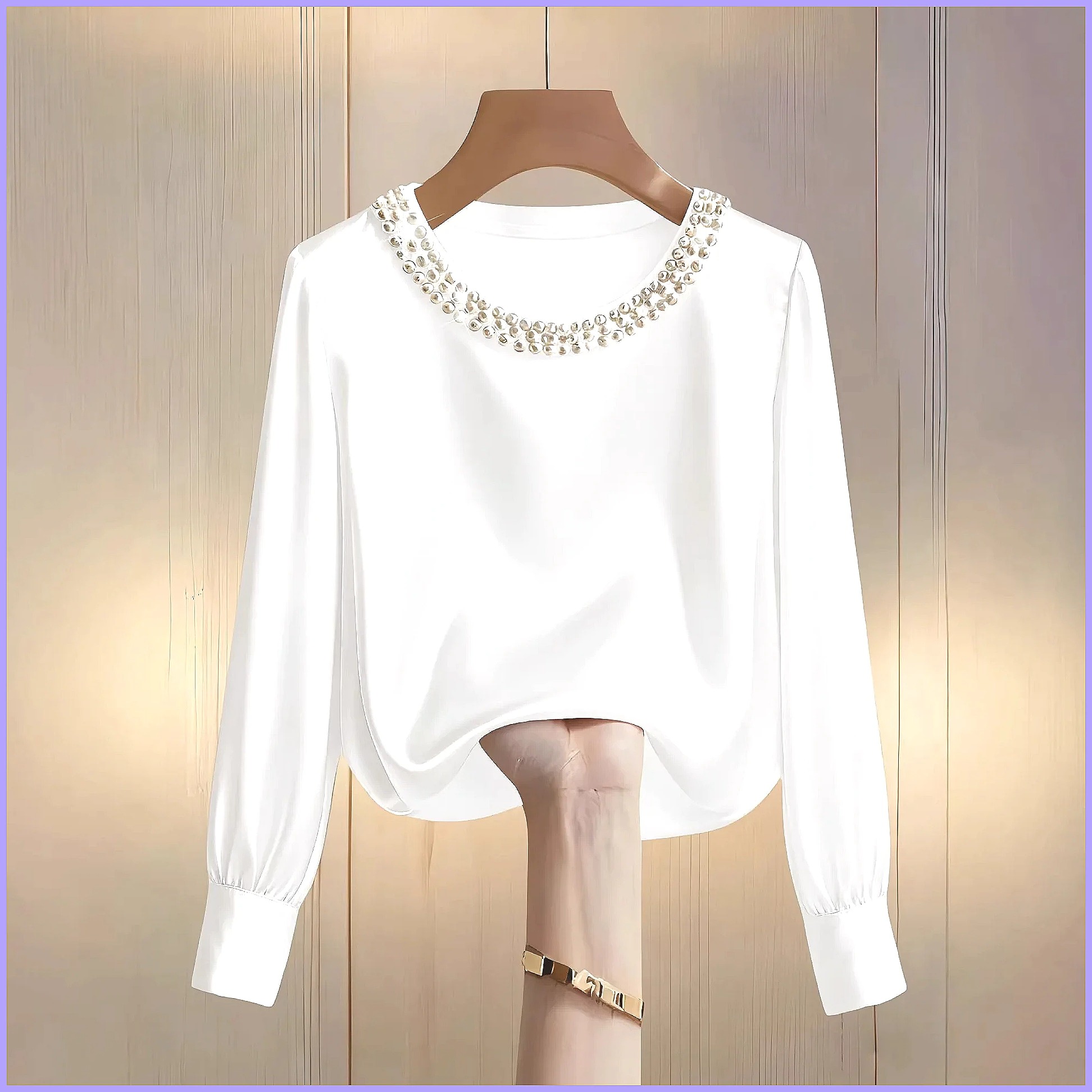 بلوزة ساتان أنيقة مزينة بالخرز - مراجعة Blouses وسعره