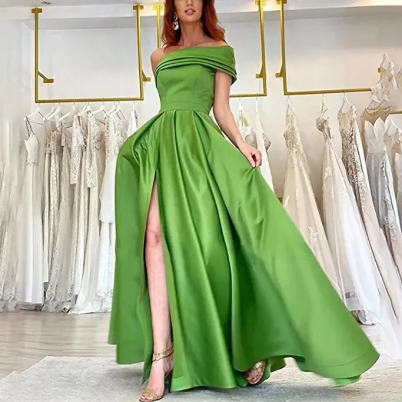 فستان سهرة أنيق من الساتان بكت - مراجعة Elegant Satin Evening Gown Split وسعره