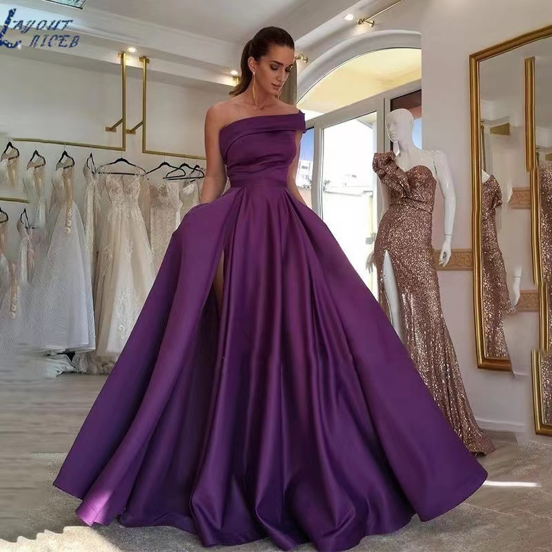 فستان سهرة أنيق من الساتان بكت - مراجعة Elegant Satin Evening Gown Split وسعره