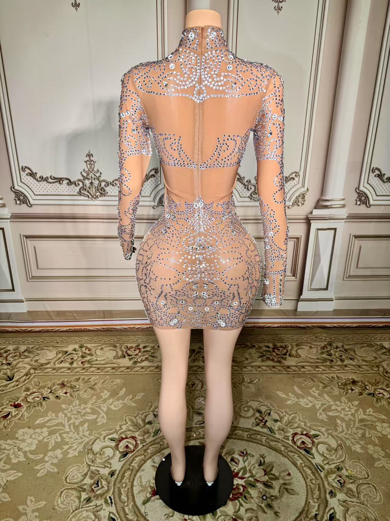 ZD سباركلي حجر الراين فستان قص - مراجعة Sparkly Rhinestone Club Party Dress وسعره