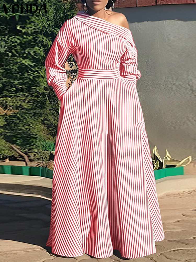 فوندا 2024 فستان ماكسي نسائي أ - مراجعة Off Shoulder Puff Sleeve Sundress وسعره