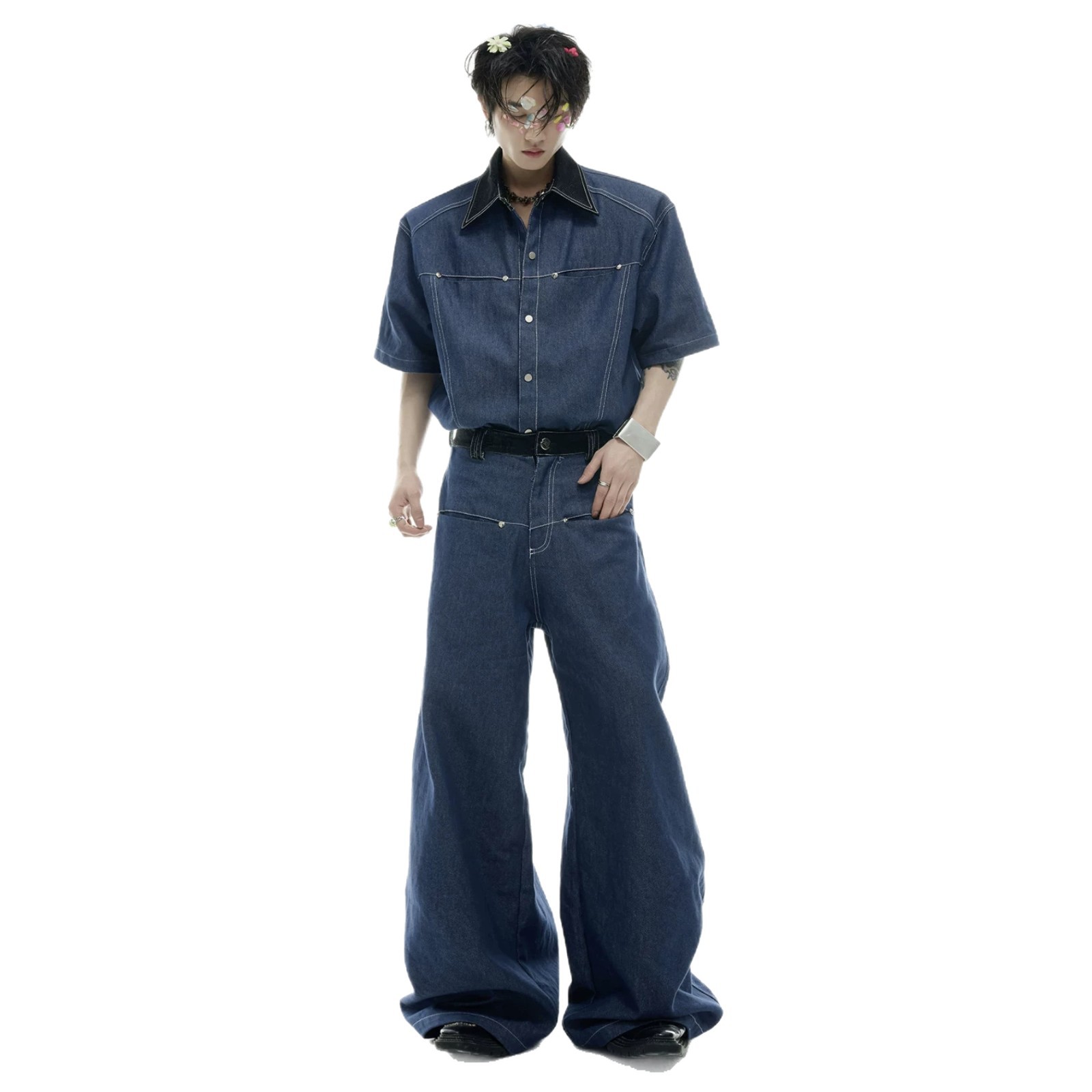 طقم صيفي رجالي من الدنيم بتصمي - مراجعة Jeans وسعره