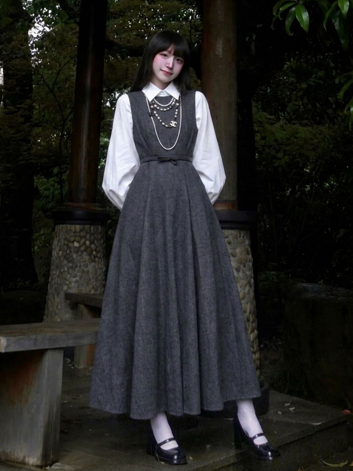 طقم فستان من قطعتين على الطراز - مراجعة Korean Style A Line Shirt Dress وسعره