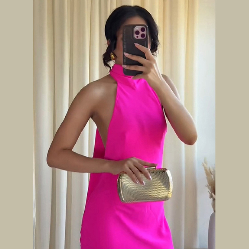 فستان ماكسي نسائي من الساتان ب - مراجعة Elegant Satin Evening Gown Split وسعره