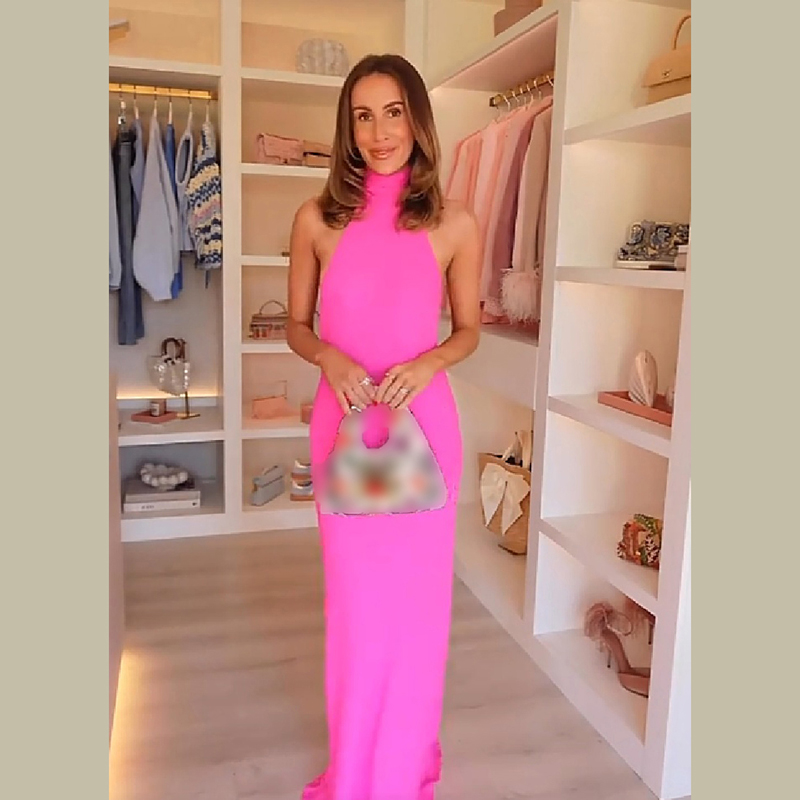 فستان ماكسي نسائي من الساتان ب - مراجعة Elegant Satin Evening Gown Split وسعره