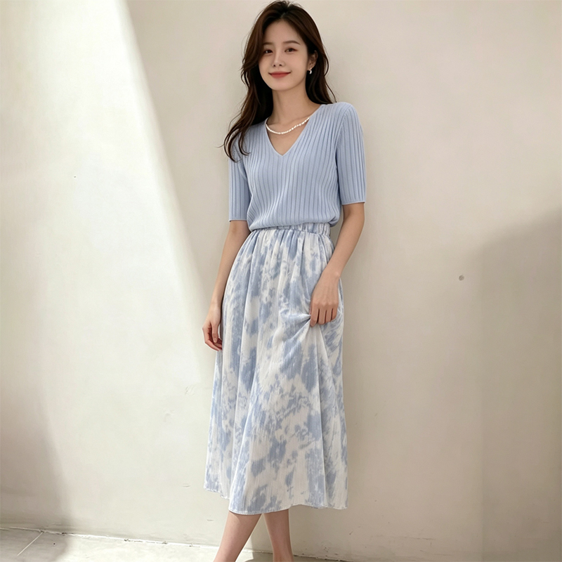 طقم فستان تي شيرت نسائي صيفي 2 - مراجعة Korean Style A Line Shirt Dress وسعره