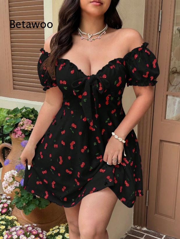 فستان نسائي قصير مكشوف الأكتاف - مراجعة Off Shoulder Puff Sleeve Sundress وسعره