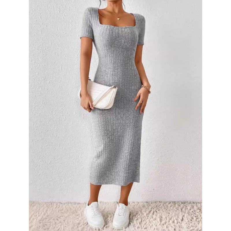 فستان نسائي متوسط الطول من الص - مراجعة Bodycon Long Sleeve Ribbed Dress وسعره