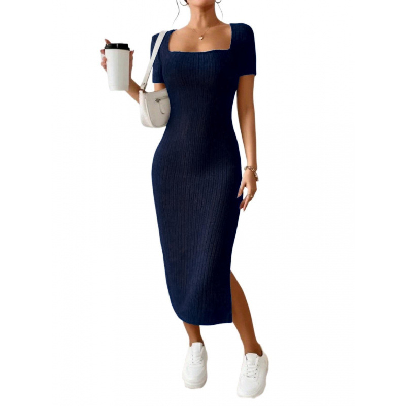 فستان نسائي متوسط الطول من الص - مراجعة Bodycon Long Sleeve Ribbed Dress وسعره