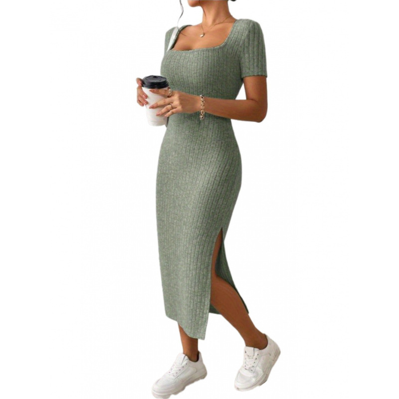 فستان نسائي متوسط الطول من الص - مراجعة Bodycon Long Sleeve Ribbed Dress وسعره
