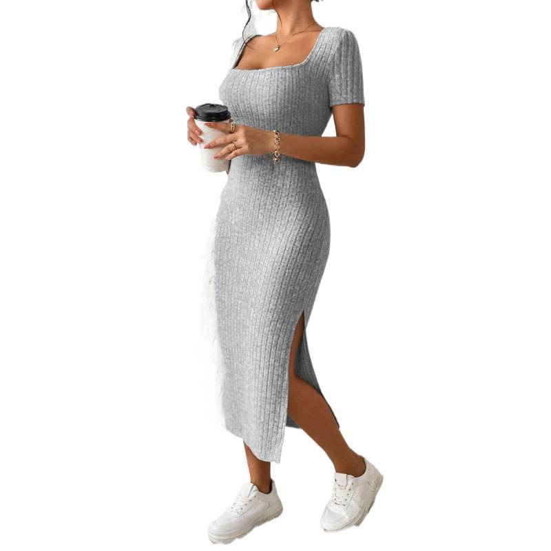 فستان نسائي متوسط الطول من الص - مراجعة Bodycon Long Sleeve Ribbed Dress وسعره