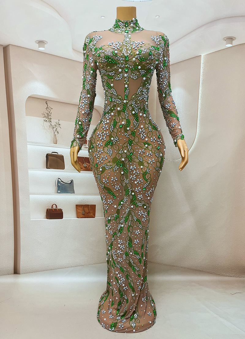 فستان راقص طويل لامع من حجر ال - مراجعة Sparkly Rhinestone Club Party Dress وسعره