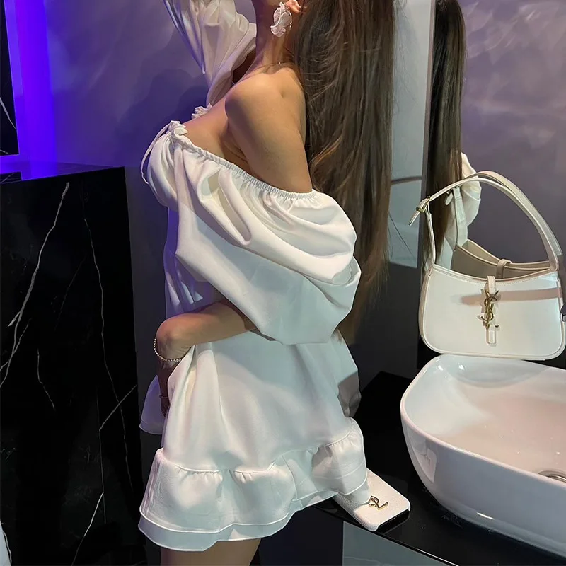 فساتين نسائية قصيرة بدون أكتاف - مراجعة Off Shoulder Puff Sleeve Sundress وسعره